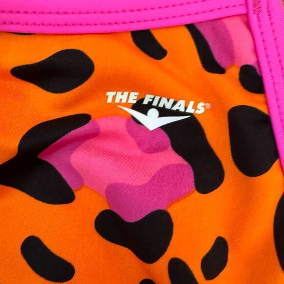 NWT New THE FINALS Funnies Racing Swimsuit Orange Hot Pink 20 4t - Picture 5 of 5